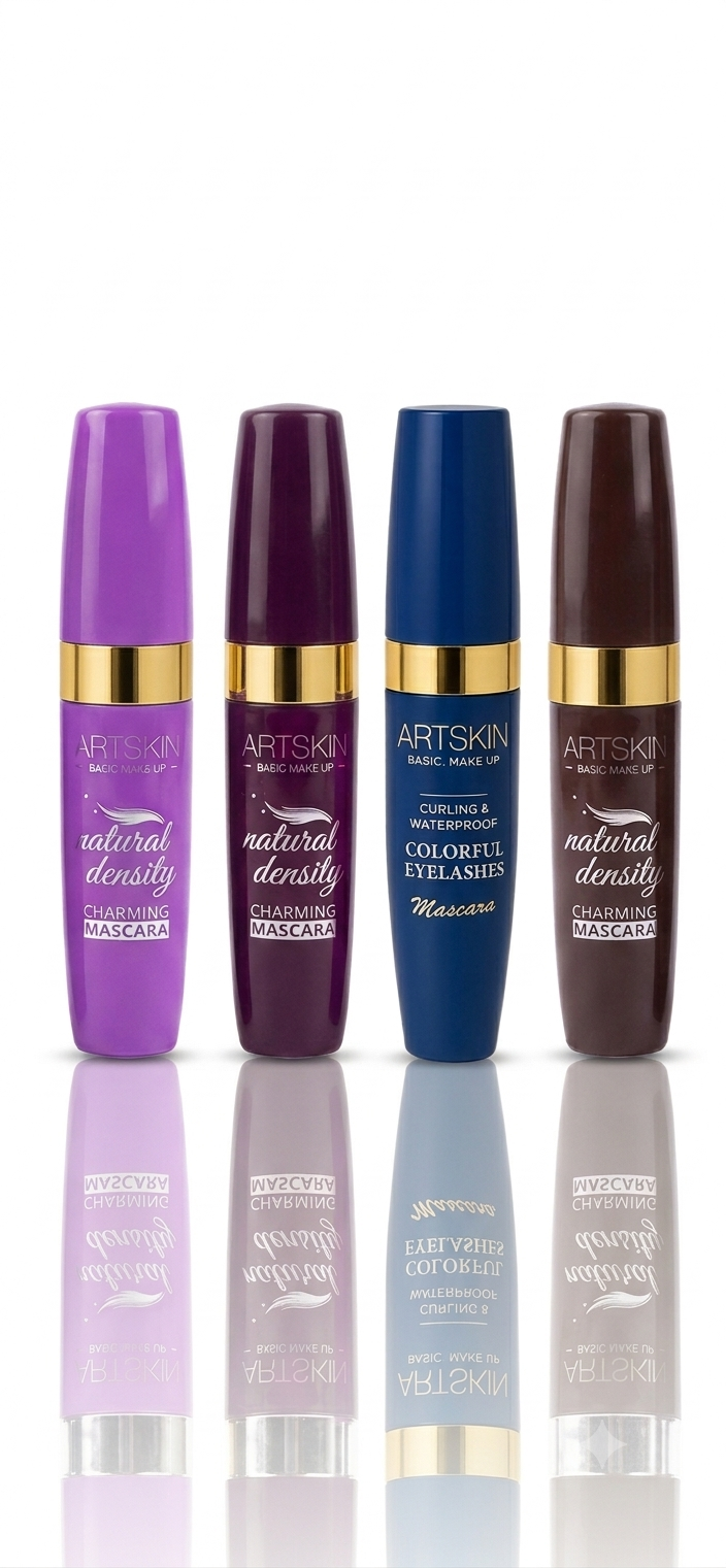 ریمل رنگی آرت اسکین Art Skin | ریمل مژه رنگی در چهار رنگ آبی، قهوه‌ای، زرشکی و بنفش، حالت‌دهنده و ایجادکننده جلوه متفاوت مژه (اورجینال)