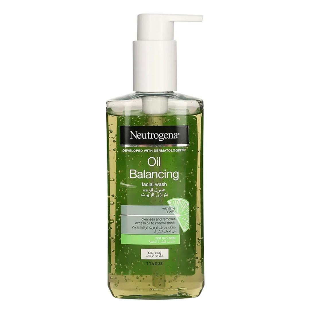 ژل شستشوی نوتروژینا Neutrogena مدل Oil Balancing مخصوص پوست چرب | پاک‌کننده عمیق، کمک به کاهش برق پوست و حفظ تعادل چربی پوست ۲۰۰ میل (اورجینا)