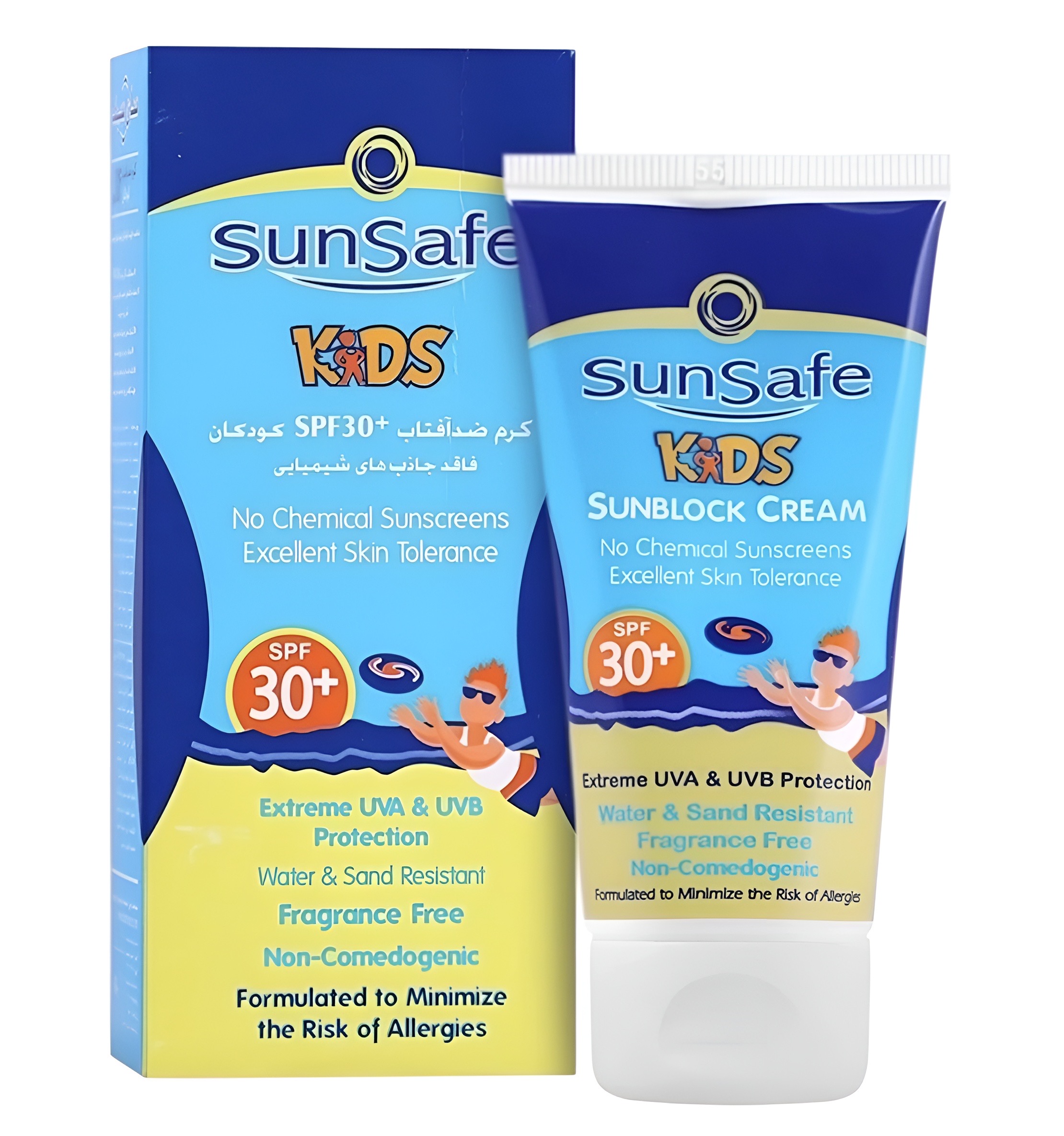 کرم ضد آفتاب کودک سان سیف Sun Safe SPF30 | حجم ۵۰ میلی‌لیتر، محافظت مؤثر در برابر اشعه‌های UVA و UVB، مناسب پوست حساس کودکان، مرطوب‌کننده، بافت سبک، جذب سریع، مقاوم در برابر تعریق و شستشو، بدون ایجاد حساسیت، مناسب استفاده روزانه(اورجینال)