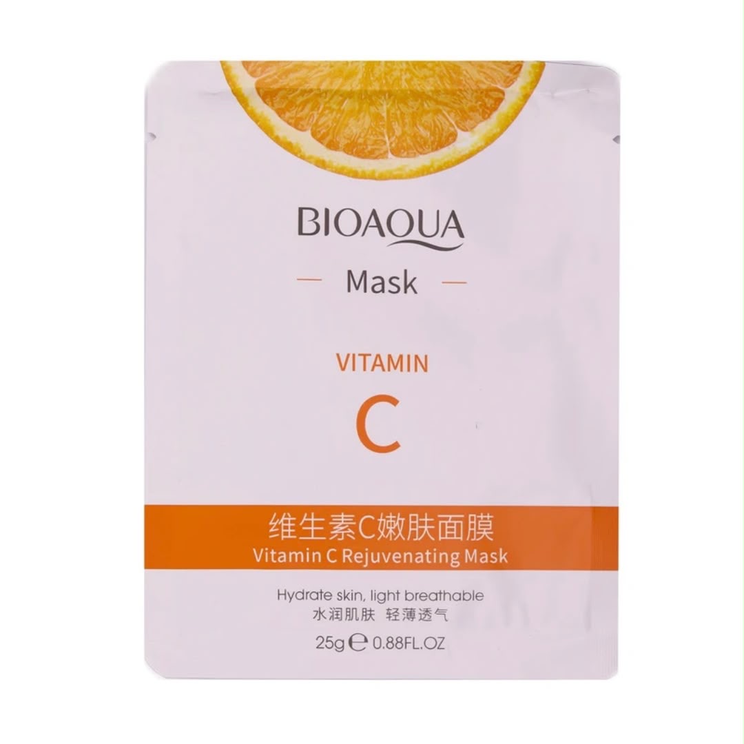 ماسک ورقه‌ای صورت بیواکوا BIOAQUA  ویتامین سی روشن‌کننده، آبرسان و مرطوب‌کننده (اورجینال)