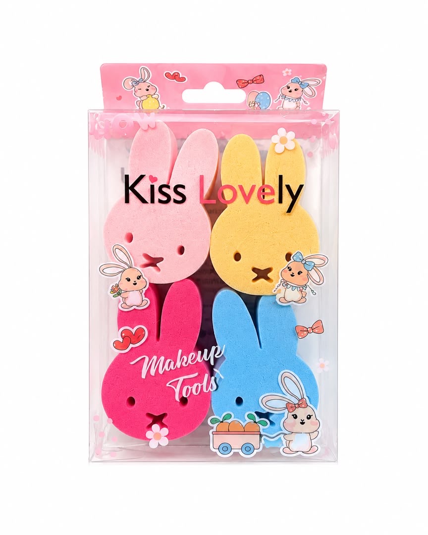 پد آرایشی کیس لاولی Kiss Lovely مدل خرگوش | بسته ۴ عددی، بافت نرم و مخملی، مناسب پخش کرم پودر، کانسیلر، پنکیک و محصولات آرایشی مایع و کرمی، ایجاد پوشش یکنواخت، قابل شستشو و استفاده مجدد، مناسب استفاده روزانه و حرفه‌ای (اورجینال)