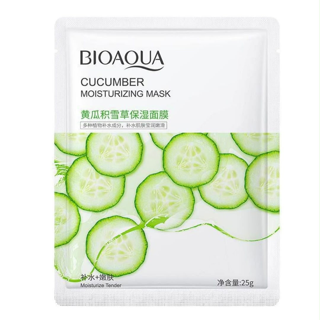 ماسک ورقه‌ای صورت بیواکوا BIOAQUA خیار روشن‌کننده، آبرسان و مرطوب‌کننده (اورجینال)